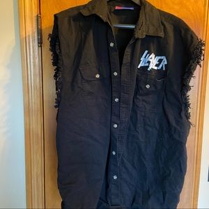 VERY RARE SLAYER SHIRT—sleeveless collared work shirt, collectable
